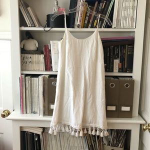 White linen Pom Pom dress from club Monaco